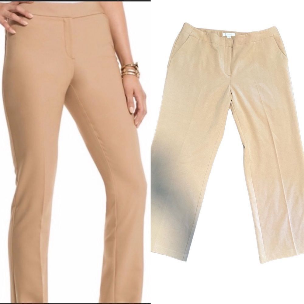 CHICOS- Women’s Tan Khaki Trouser Dress Pants, Size 14 Short (2.5)